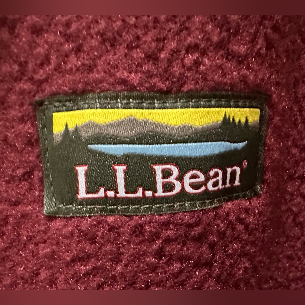 LL BEAN Maroon fleece full zip jacket size XL - Picture 6 of 11